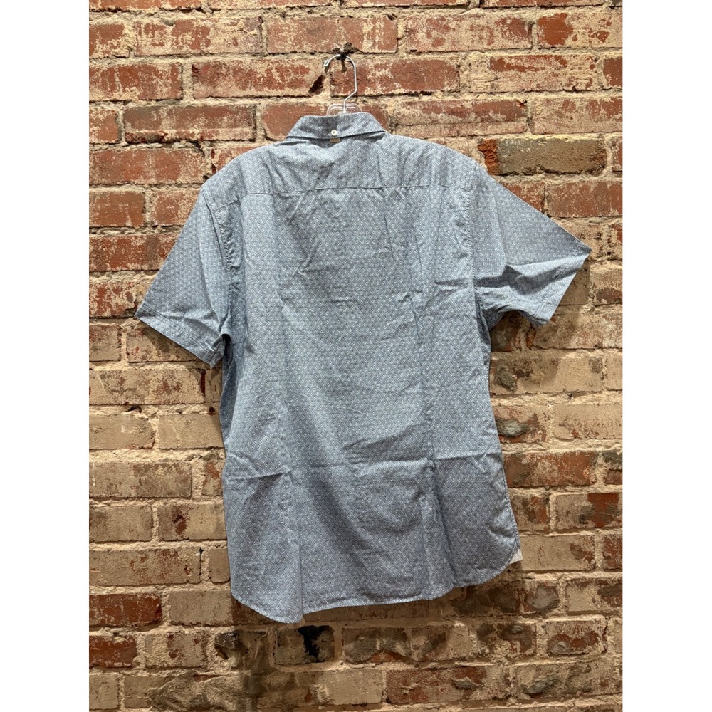 Ted Baker London Blue Geometric Diamond Short Sleeve Button Up Shirt Size 5 XL - Picture 5 of 6